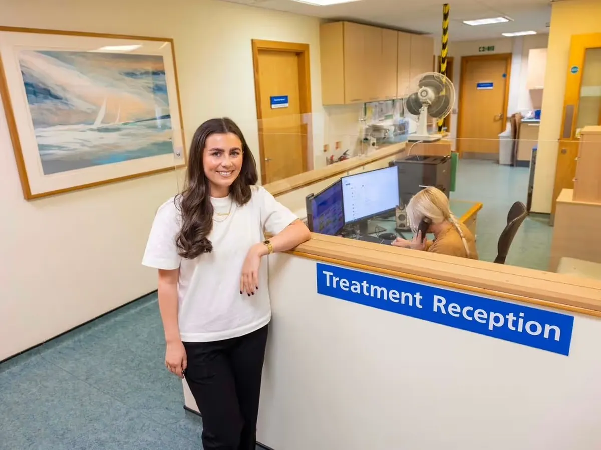A friendly welcome at an NHS treatment reception